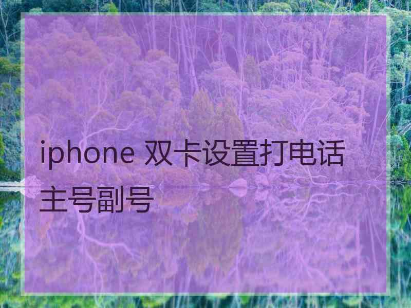 iphone 双卡设置打电话主号副号