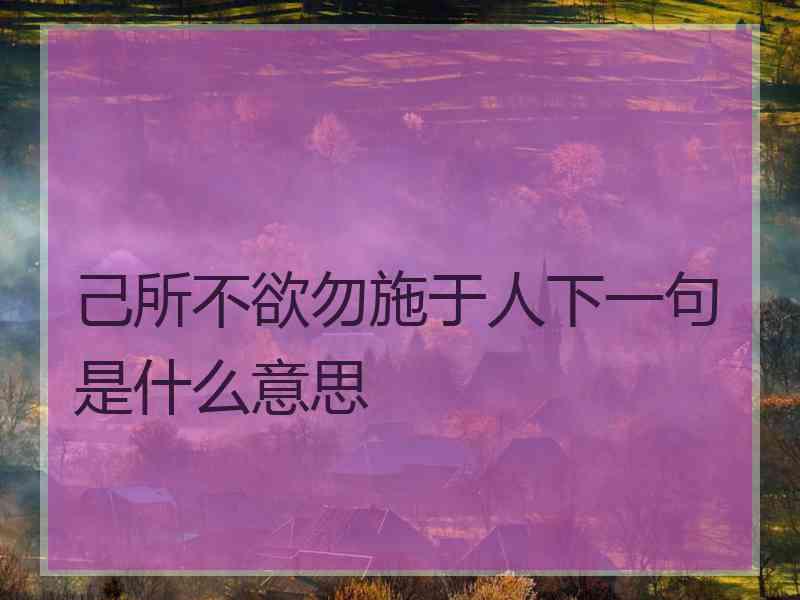 己所不欲勿施于人下一句是什么意思