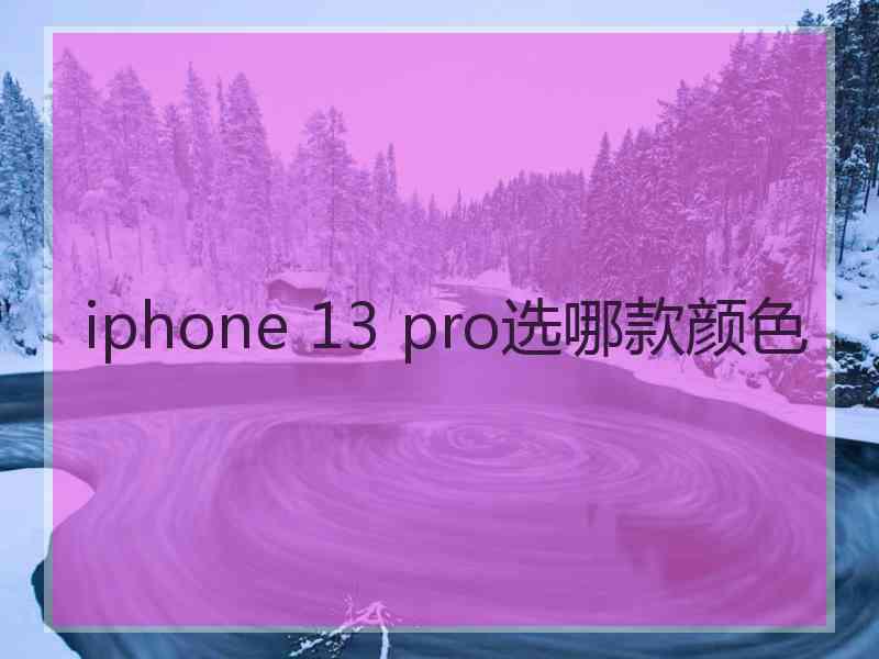 iphone 13 pro选哪款颜色