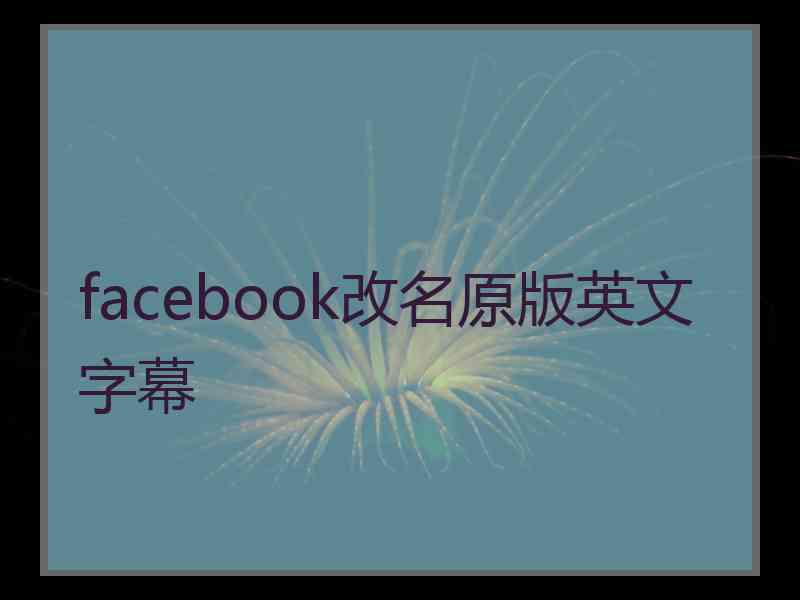 facebook改名原版英文字幕