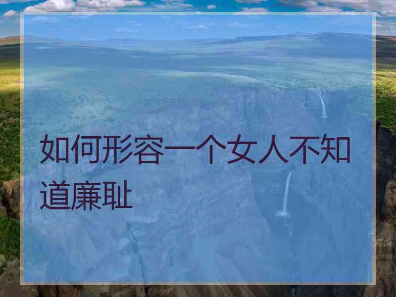 如何形容一个女人不知道廉耻