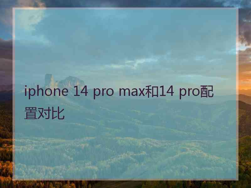 iphone 14 pro max和14 pro配置对比