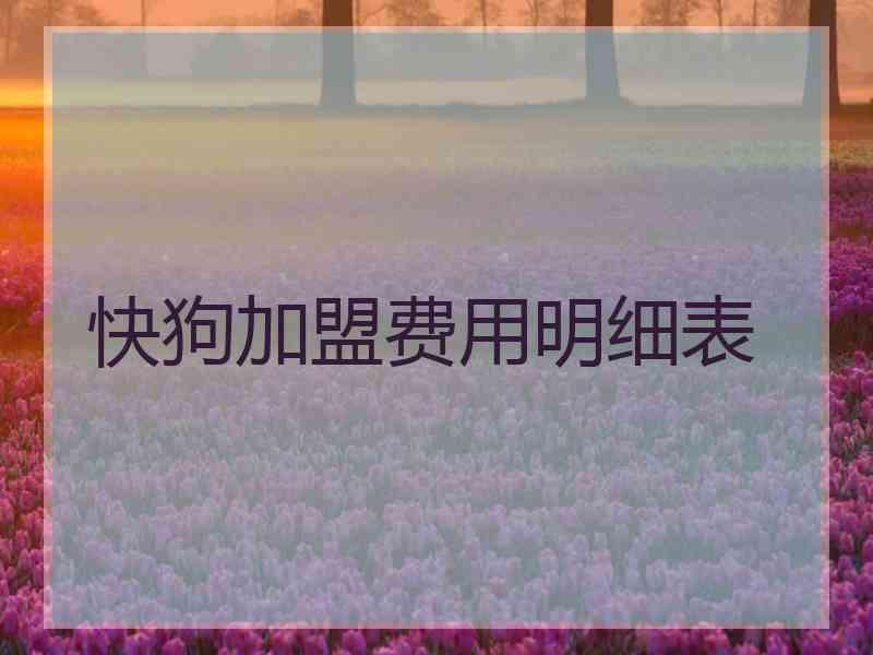 快狗加盟费用明细表