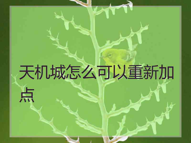 天机城怎么可以重新加点