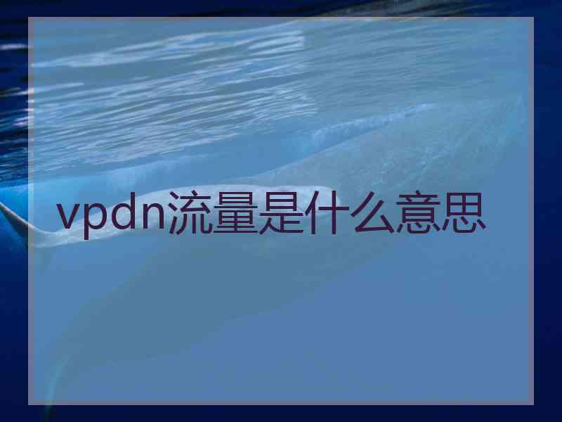 vpdn流量是什么意思