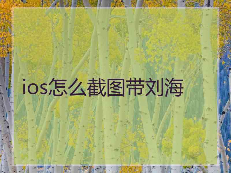 ios怎么截图带刘海