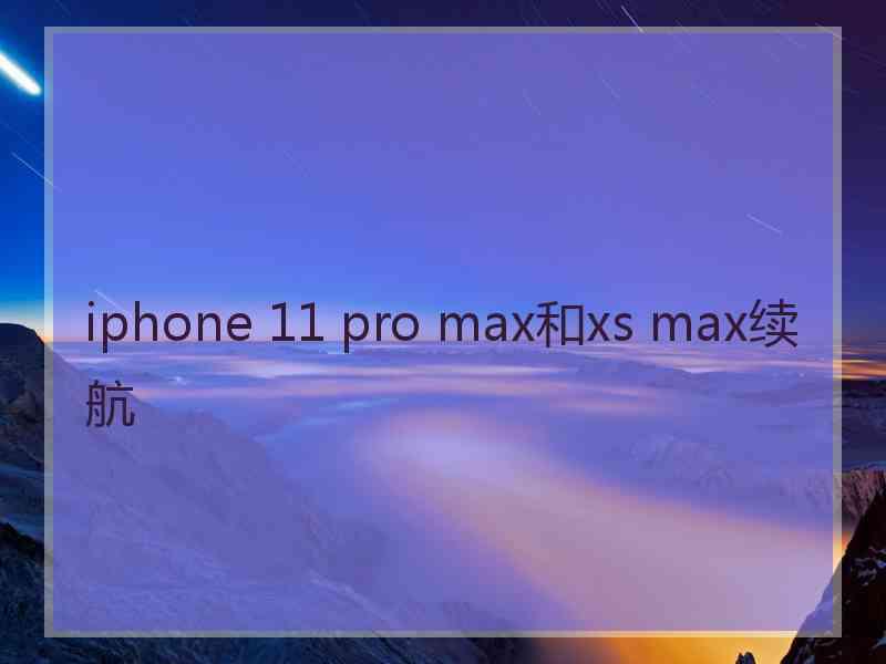 iphone 11 pro max和xs max续航