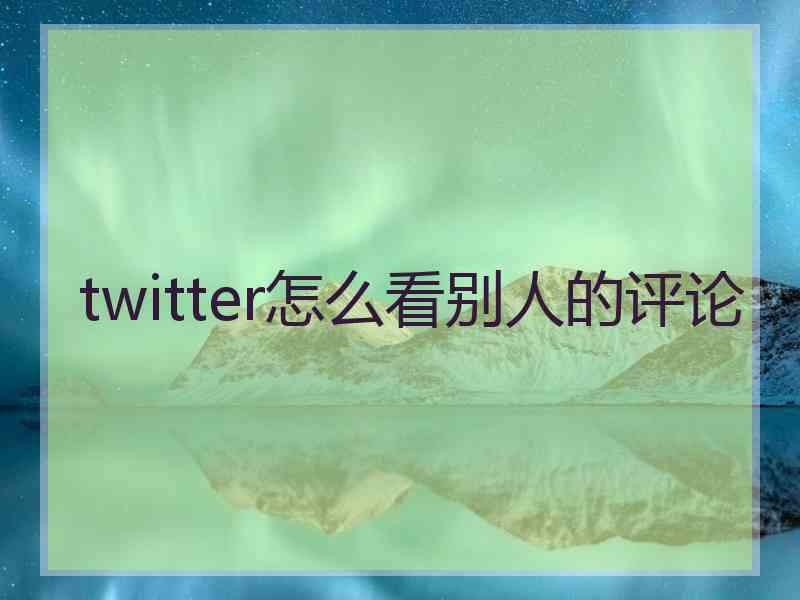 twitter怎么看别人的评论