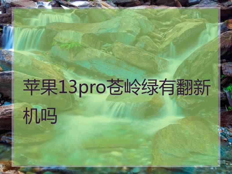 苹果13pro苍岭绿有翻新机吗