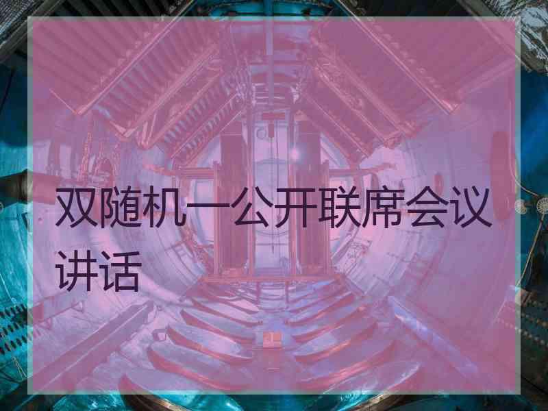 双随机一公开联席会议讲话