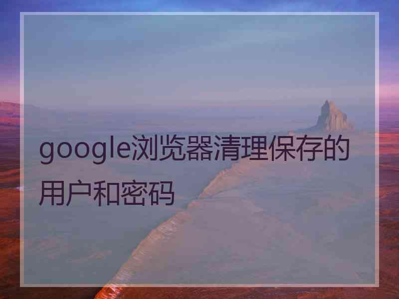 google浏览器清理保存的用户和密码