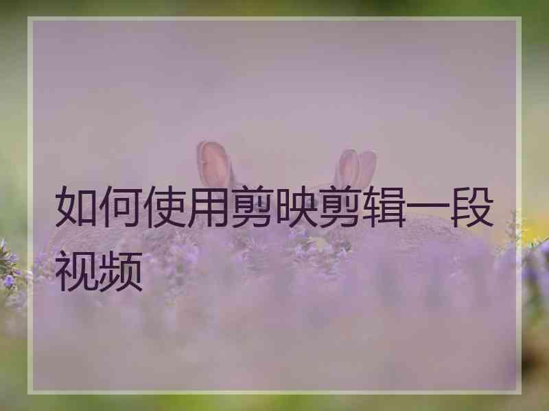 如何使用剪映剪辑一段视频