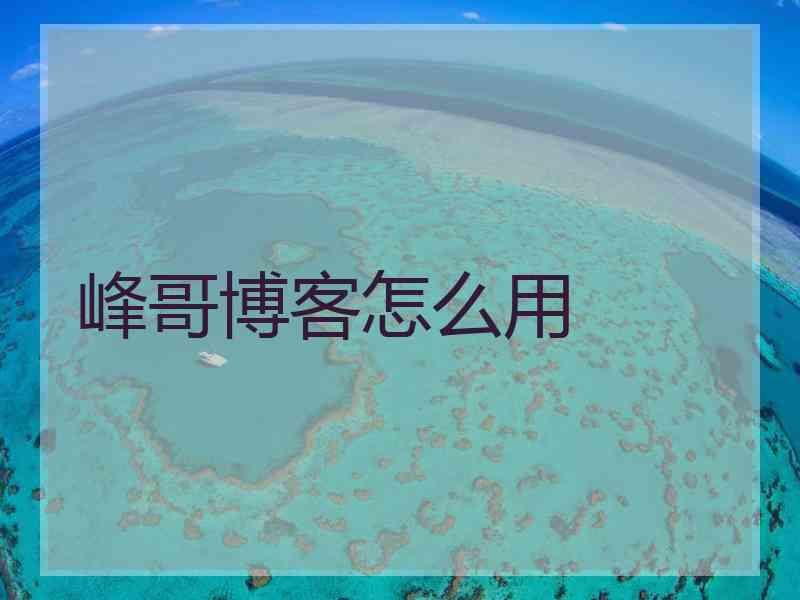 峰哥博客怎么用