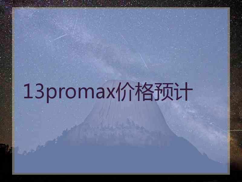 13promax价格预计