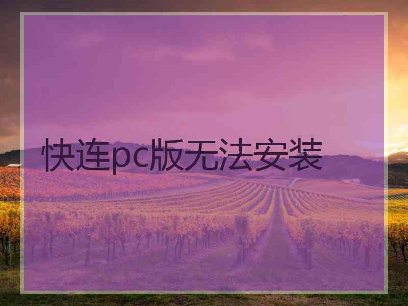 快连pc版无法安装