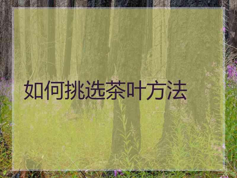 如何挑选茶叶方法