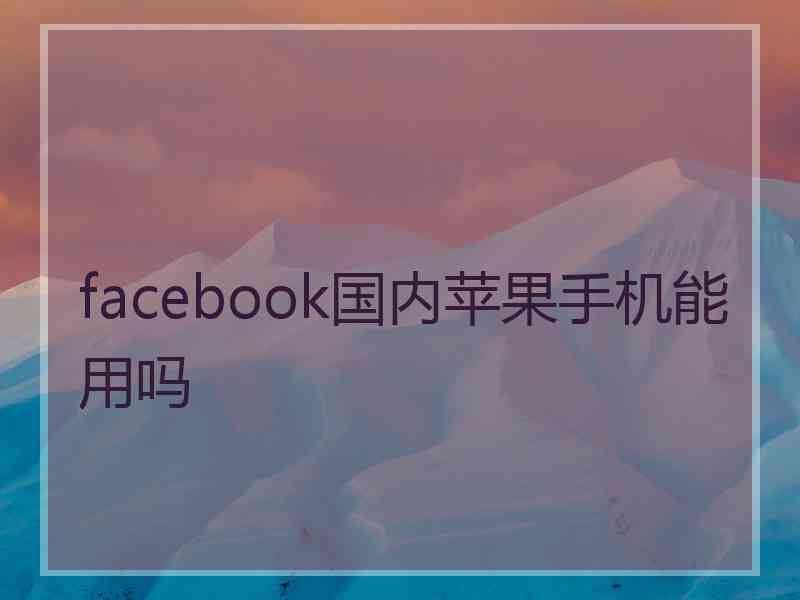 facebook国内苹果手机能用吗