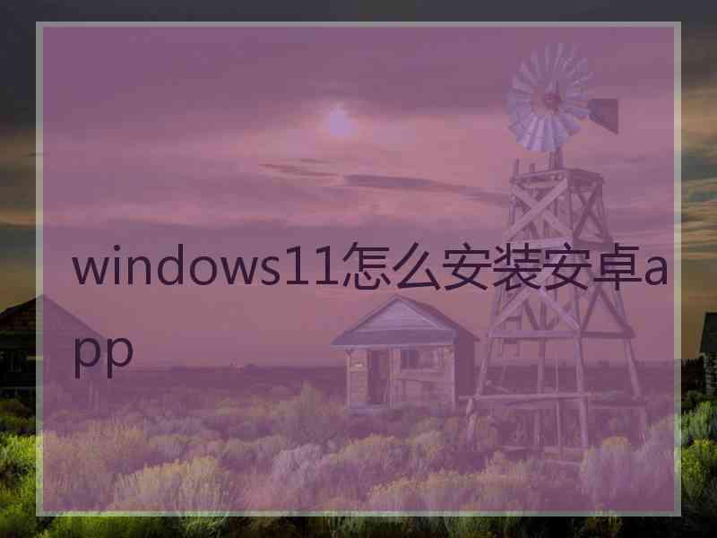 windows11怎么安装安卓app