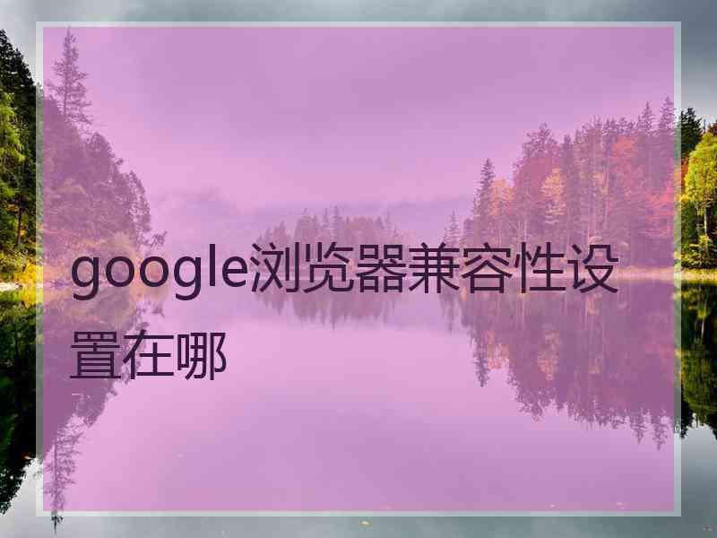 google浏览器兼容性设置在哪