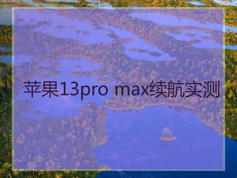 苹果13pro max续航实测