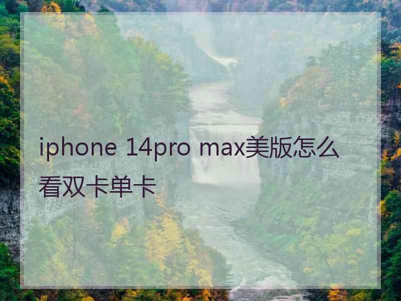 iphone 14pro max美版怎么看双卡单卡