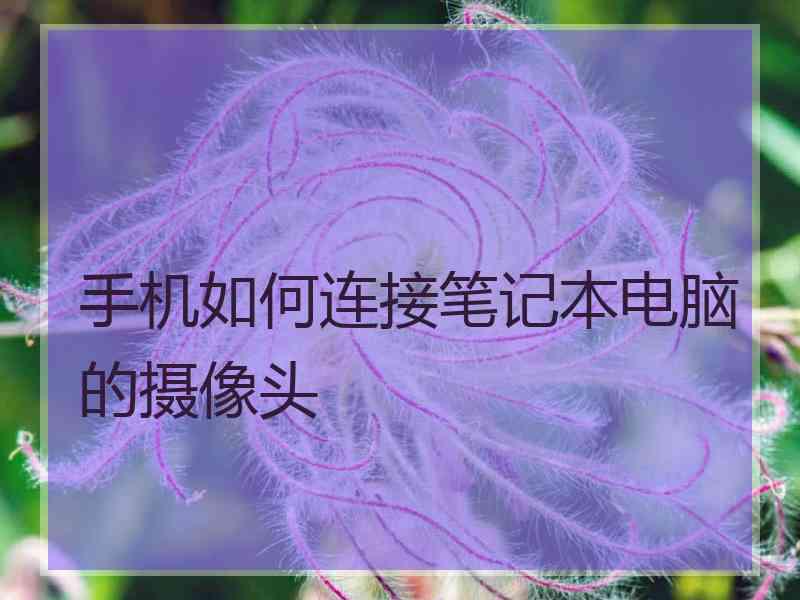 手机如何连接笔记本电脑的摄像头