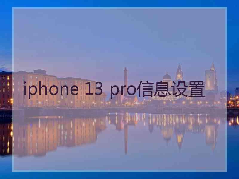 iphone 13 pro信息设置