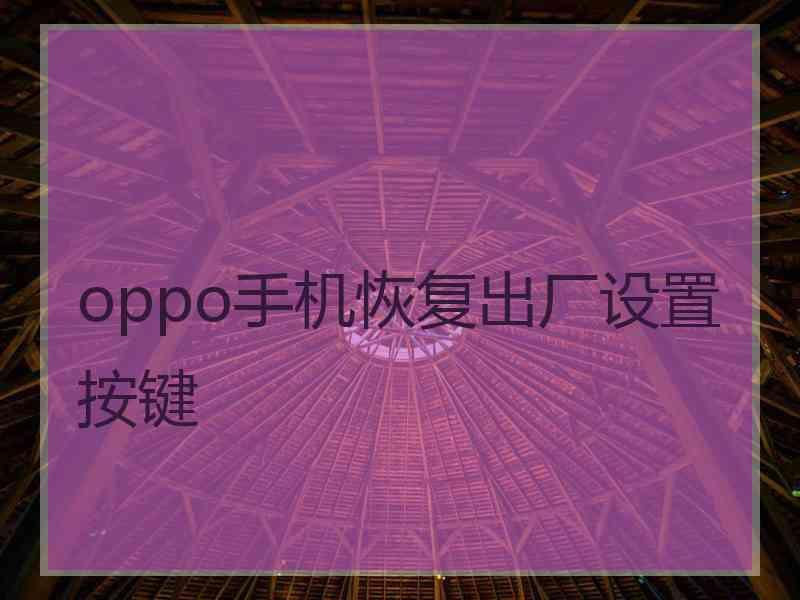 oppo手机恢复出厂设置按键