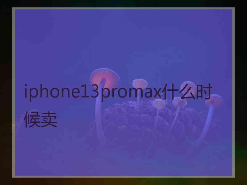 iphone13promax什么时候卖