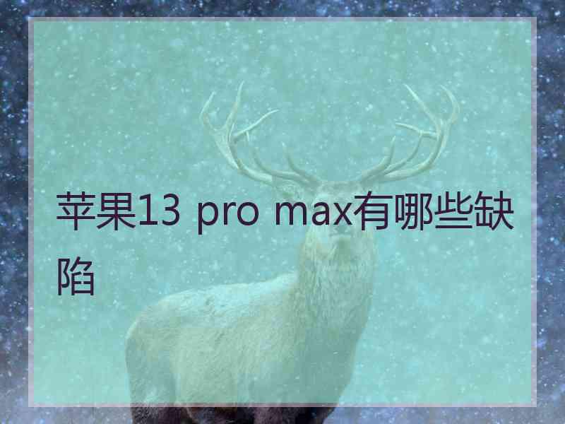 苹果13 pro max有哪些缺陷