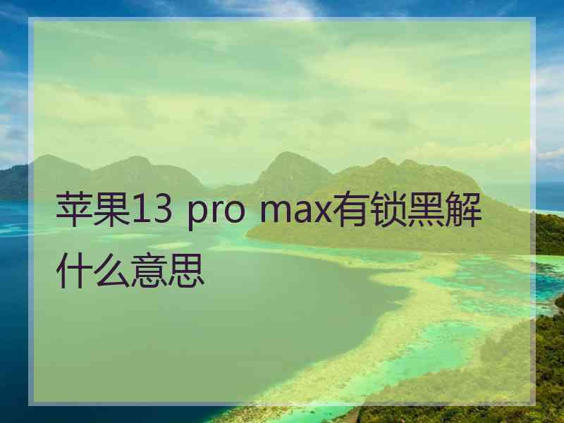 苹果13 pro max有锁黑解什么意思