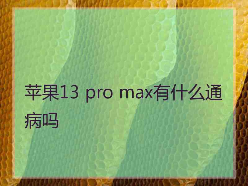 苹果13 pro max有什么通病吗