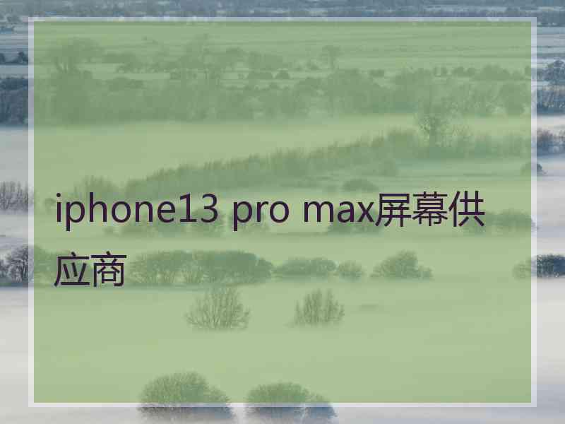 iphone13 pro max屏幕供应商