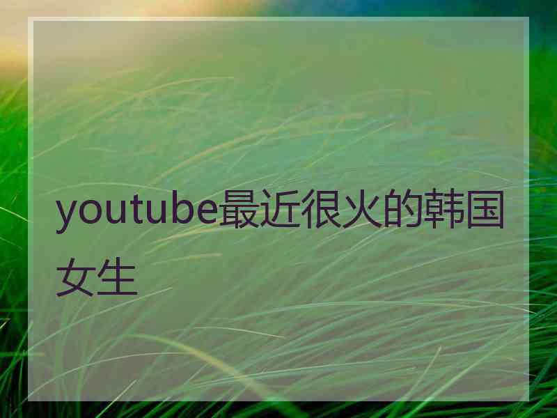 youtube最近很火的韩国女生