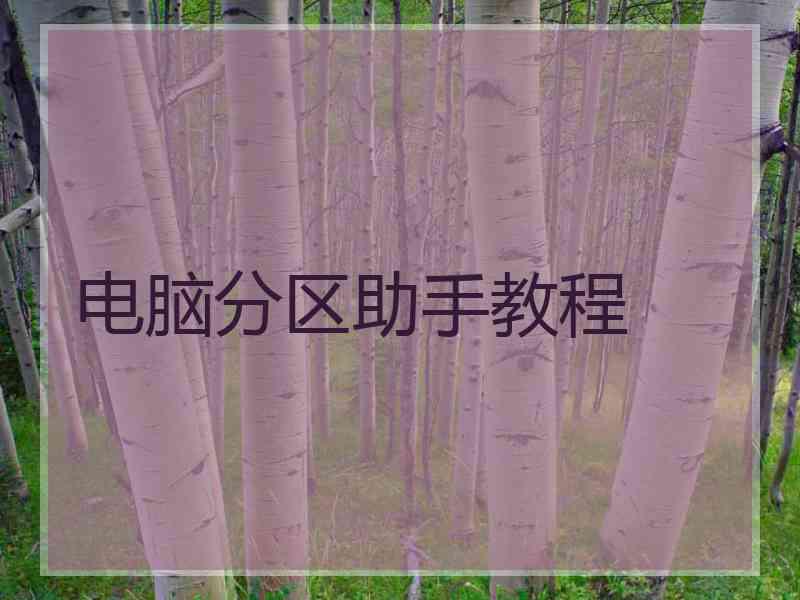 电脑分区助手教程