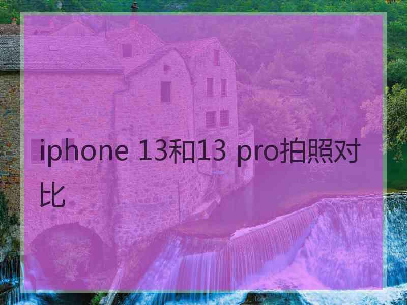 iphone 13和13 pro拍照对比