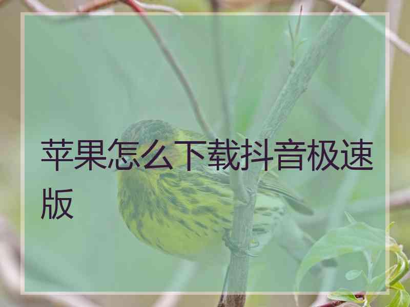 苹果怎么下载抖音极速版