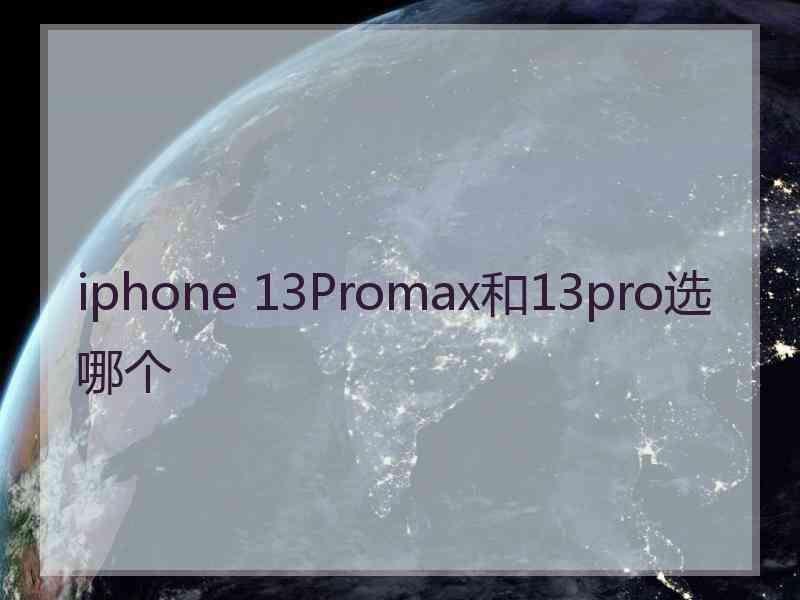 iphone 13Promax和13pro选哪个