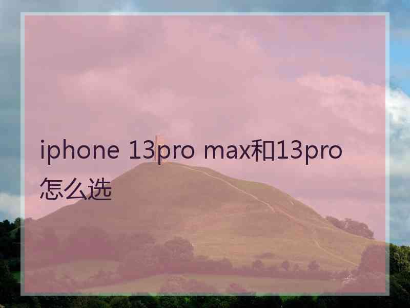 iphone 13pro max和13pro怎么选