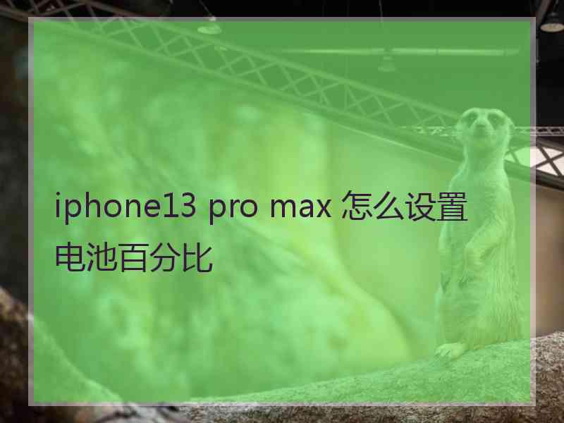 iphone13 pro max 怎么设置电池百分比