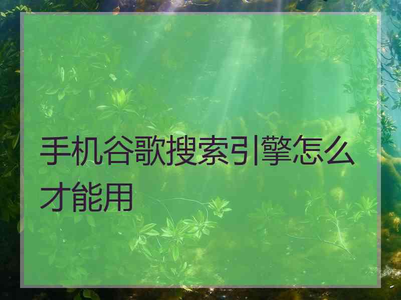 手机谷歌搜索引擎怎么才能用