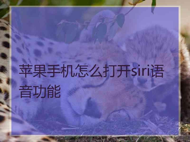 苹果手机怎么打开siri语音功能