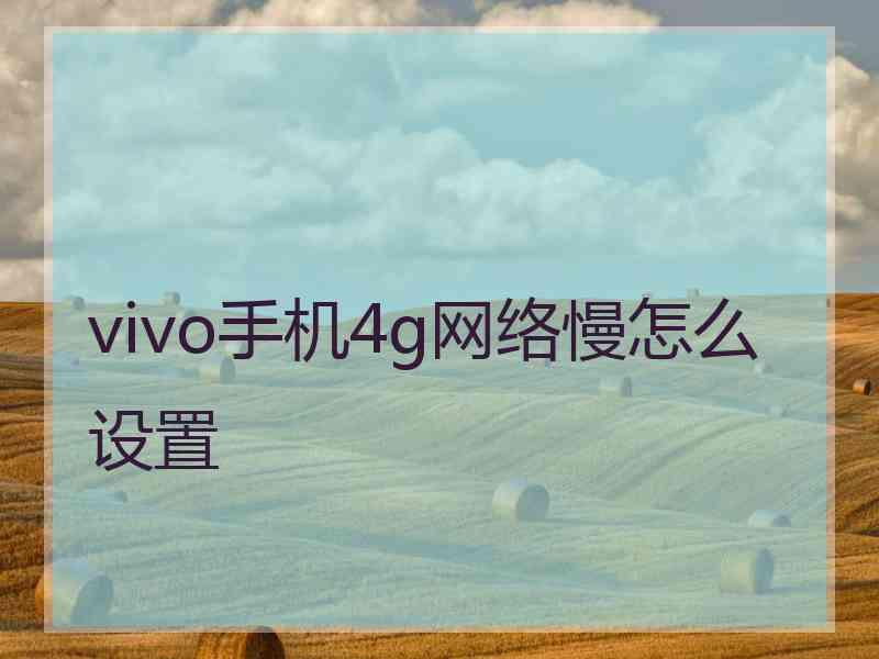 vivo手机4g网络慢怎么设置