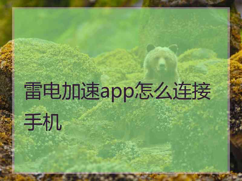 雷电加速app怎么连接手机