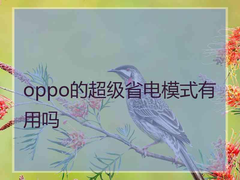 oppo的超级省电模式有用吗