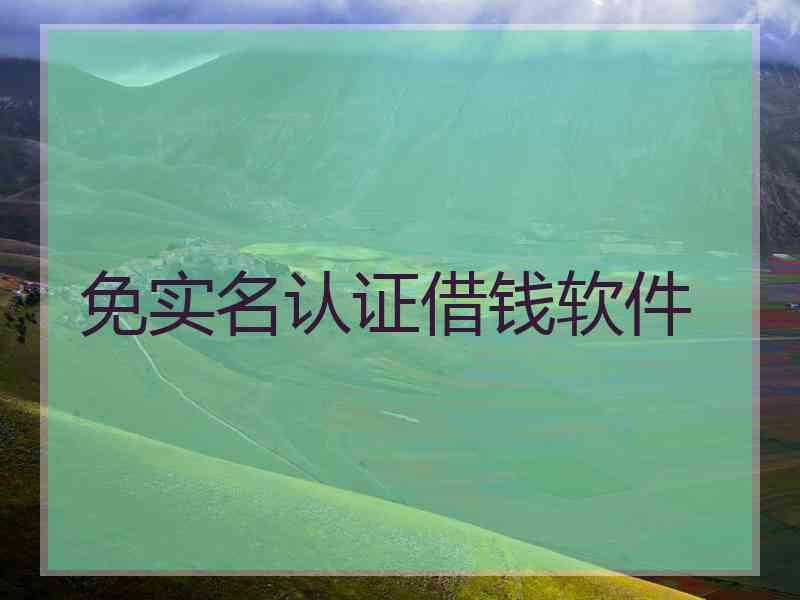 免实名认证借钱软件