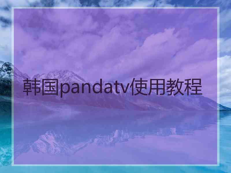 韩国pandatv使用教程