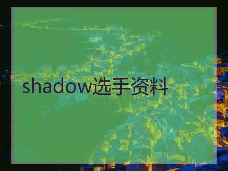 shadow选手资料