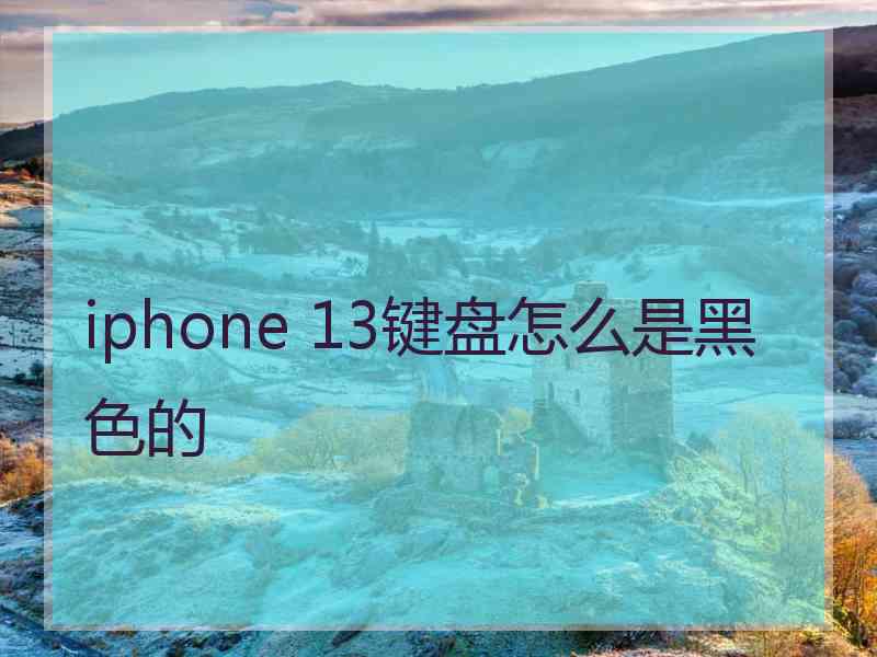 iphone 13键盘怎么是黑色的