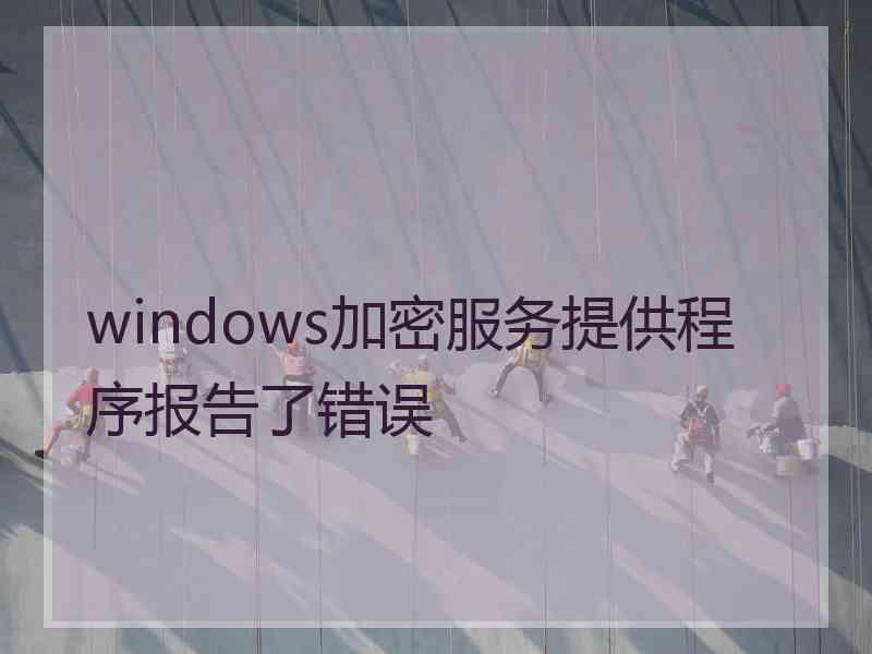 windows加密服务提供程序报告了错误